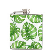 Monstera Aquarellmuster Flachmann (Vorderseite)