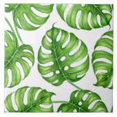 Monstera Aquarellmuster Fliese (Vorderseite)