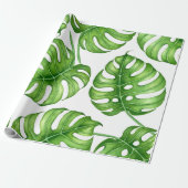 Monstera Aquarellmuster Geschenkpapier (Ungerollt)