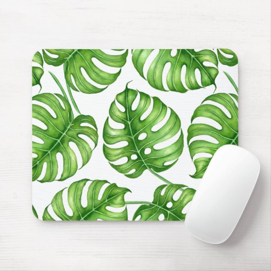 Monstera Aquarellmuster Mousepad (Mit Mouse)