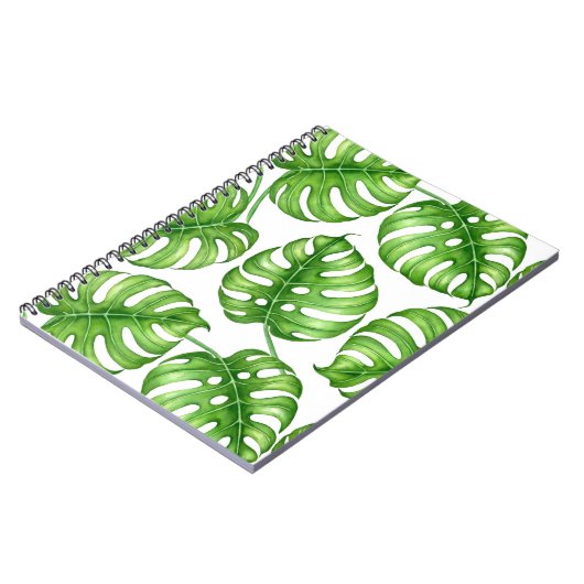 Monstera Aquarellmuster Notizblock (Linke Seite)