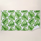 Monstera Aquarellmuster Strandtuch (Vorderseite)