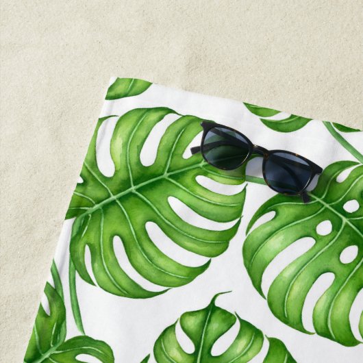 Monstera Aquarellmuster Strandtuch (Beispiel)