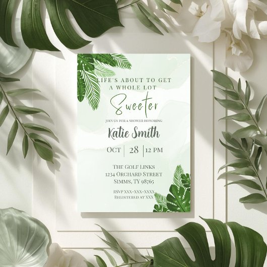 Monstera Baby Shower Invitation Tropical Greenery Einladung