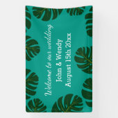 Monstera-Blatt-Design Strand-Hochzeit-Willkommensb Banner (Vertikal)