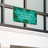 Monstera-Blatt-Design Strand-Hochzeit-Willkommensb Banner (Äußeres Gebäude)