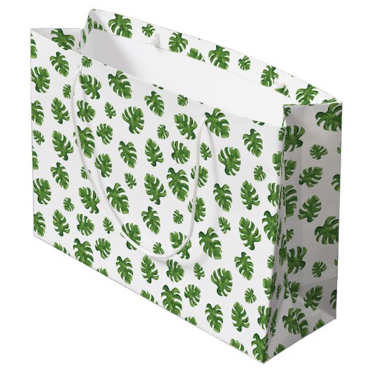 Monstera-Blatt-Geschenktasche Große Geschenktüte (Rückseite Schrägansicht)