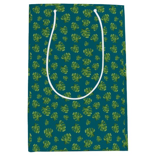 Monstera-Blatt-Geschenktasche Mittlere Geschenktüte (Vorderseite)