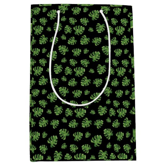 Monstera-Blatt-Geschenktasche Mittlere Geschenktüte (Vorderseite)