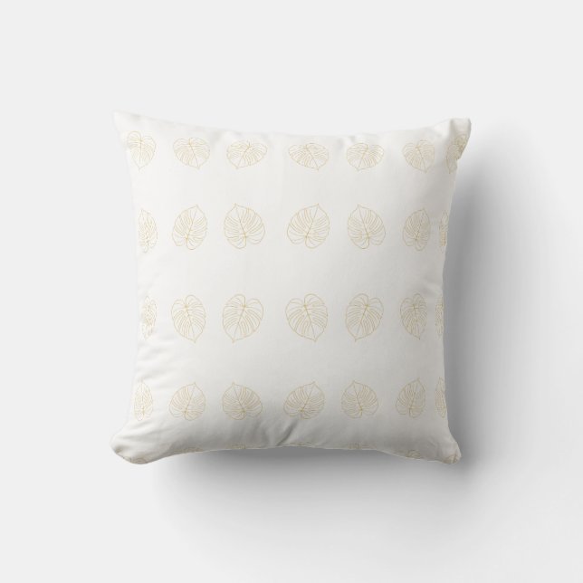 Monstera-Blatt-Gold-Design.  Kissen (Vorderseite)