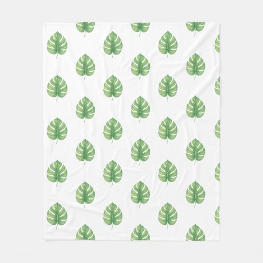 Monstera-Blatt-Grün-Design.  Fleecedecke (Vorderseite)