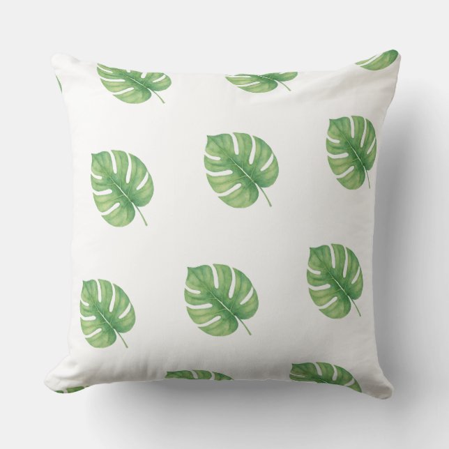 Monstera-Blatt-Grün-Design.  Kissen (Vorderseite)