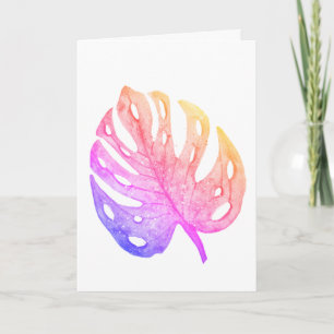 Monstera-Blatt in Rosa Karte