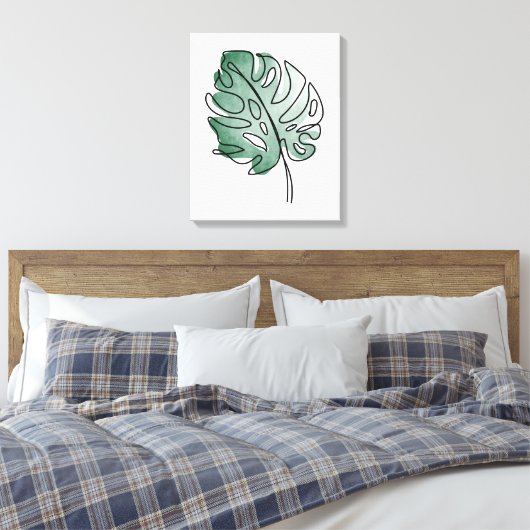 Monstera-Blatt Leinwanddruck (Insitu (Schlafzimmer))
