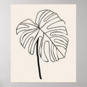 Monstera Blatt Pflanze minimalistisch moderne Line Poster (Vorne)