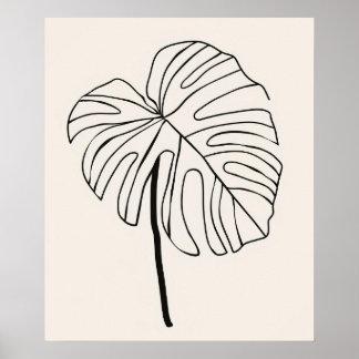 Monstera Blatt Pflanze minimalistisch moderne Line Poster
