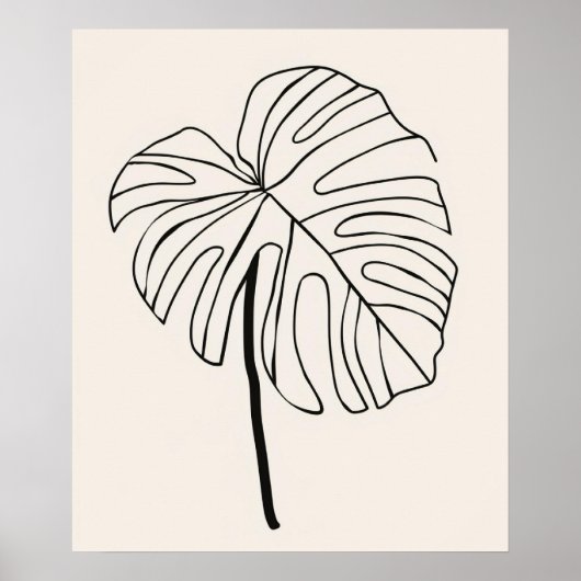 Monstera Blatt Pflanze minimalistisch moderne Line Poster (Vorne)