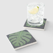 Monstera-Blatt Steinuntersetzer (Seitenansicht)