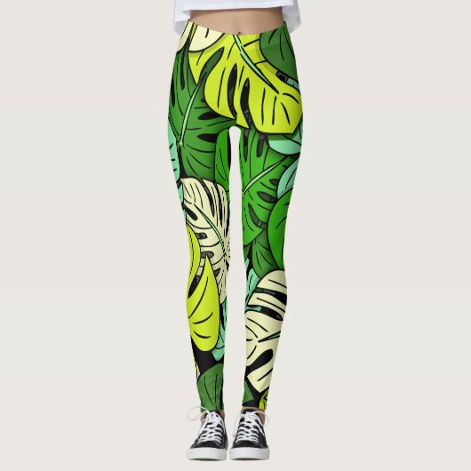 Monstera Blätter #3 Leggings (Vorderseite)