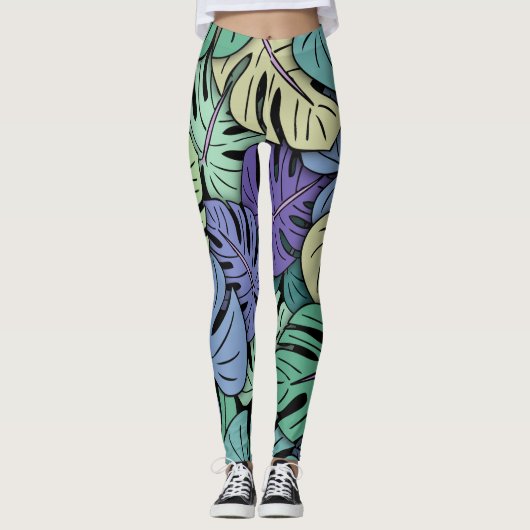 Monstera Blätter #6 Leggings (Vorderseite)