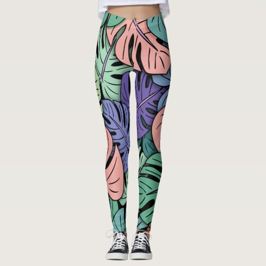 Monstera Blätter #8 Leggings (Vorderseite)
