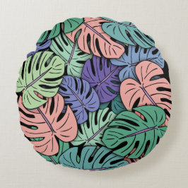 Monstera Blätter #8 Rundes Kissen