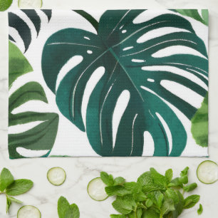 Monstera-Blätter Aquarell Botanisch Tropisch Geschirrtuch
