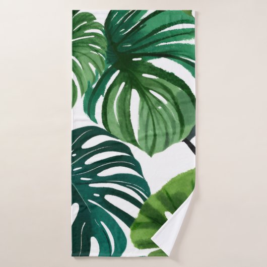 Monstera-Blätter Aquarell Moderne Botanik Badehandtuch (Badehandtuch)