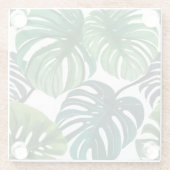 Monstera-Blätter Aquarell Moderne Botanik Glasuntersetzer (Rückseite)