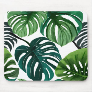 Monstera-Blätter Aquarell Moderne Botanik Mousepad
