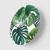 Monstera-Blätter Aquarell Moderne Botanik Runde Wanduhr (Winkel)
