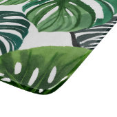 Monstera-Blätter Aquarell Moderne Botanik Schneidebrett (Ecke)