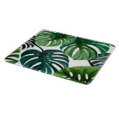 Monstera-Blätter Aquarell Moderne Botanik Schneidebrett (Ecke)