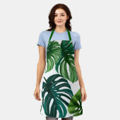 Monstera-Blätter Aquarell Moderne Botanik Schürze (Getragen)
