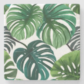 Monstera-Blätter Aquarell Moderne Botanik Steinuntersetzer (Vorderseite)