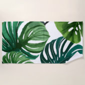 Monstera-Blätter Aquarell Moderne Botanik Strandtuch (Vorderseite)