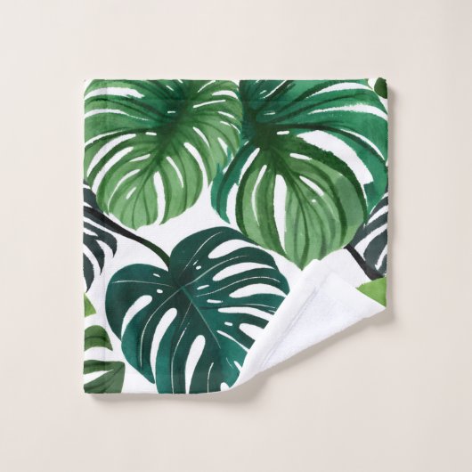 Monstera-Blätter Aquarell Moderne Botanik Waschlappen (Waschlappen)