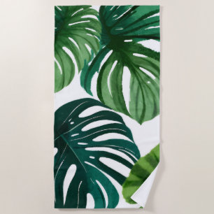 Monstera-Blätter Aquarell Strandtuch