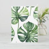 Monstera Blätter Aquarellmalerei Einladung (Stehend Vorderseite)