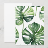 Monstera Blätter Aquarellmalerei Einladung (Vorne/Hinten)