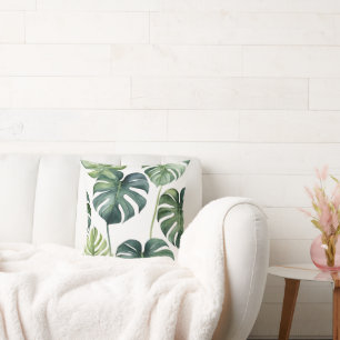Monstera Blätter Aquarellmalerei Kissen