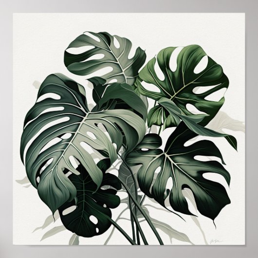 Monstera Blätter Art Print Poster (Vorne)