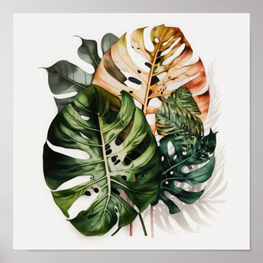 Monstera Blätter Art Print Poster (Vorne)