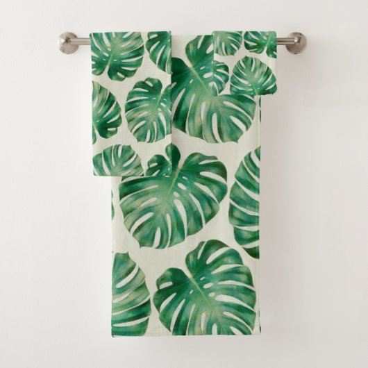 Monstera-Blätter Badhandtuch Set (Insitu)