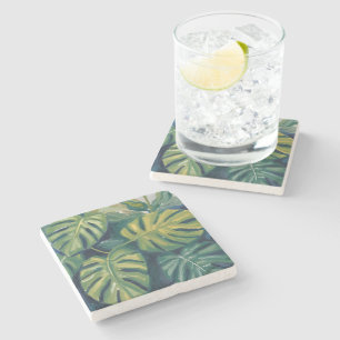Monstera-Blätter Botanische Aquarellmalerei Steinuntersetzer