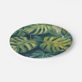 Monstera Blätter Botanische Wasserfarbe Pappteller (Schrägansicht)