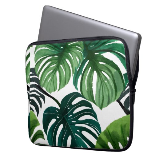Monstera-Blätter | Botanisches modernes Grün Laptopschutzhülle (Vorderseite Links)
