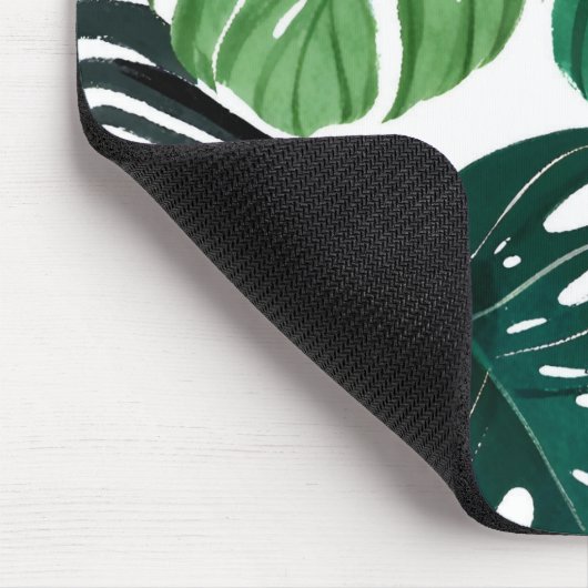Monstera-Blätter | Einfache moderne Wasserfarbe Mousepad (Ecke)