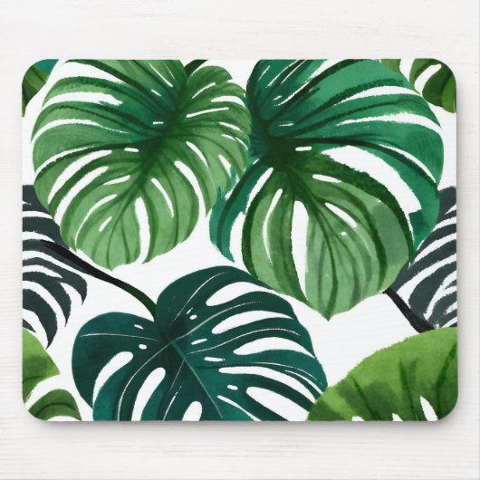 Monstera-Blätter | Einfache moderne Wasserfarbe Mousepad (Vorne)