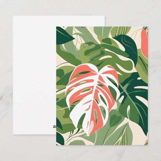Monstera-Blätter Feiertagskarte (Vorne/Hinten)